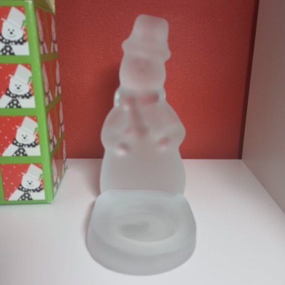 Vintage Toscany Collection Snowman Frosted Glass Votive Candle Holder in Box - Picture 4 of 8